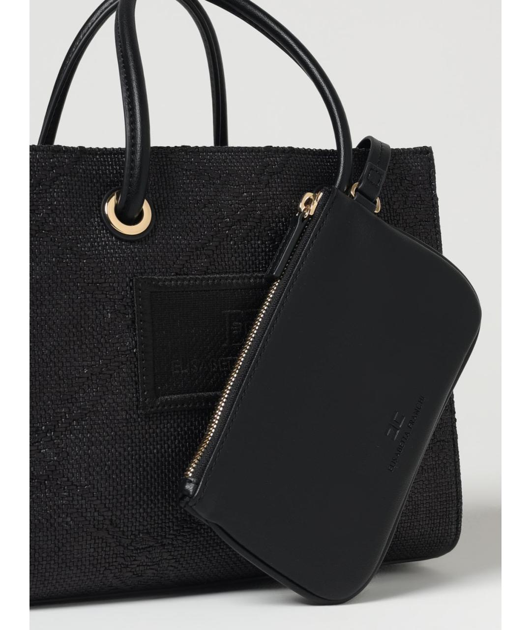 ELISABETTA FRANCHI Черная тканевая сумка тоут, фото 3