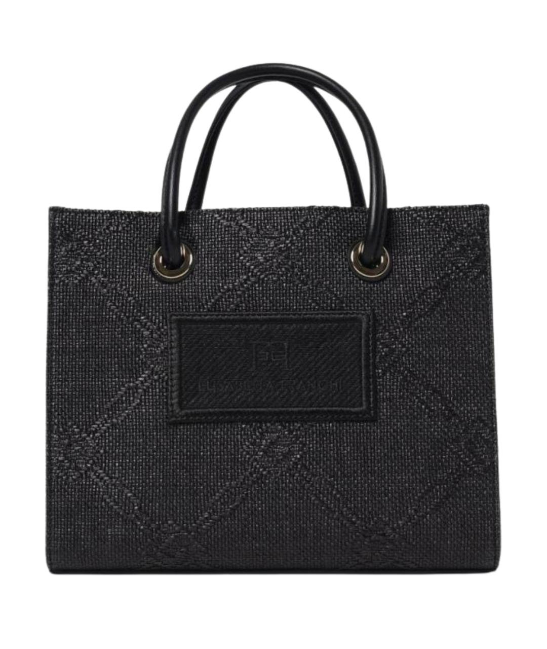 ELISABETTA FRANCHI Черная тканевая сумка тоут, фото 1