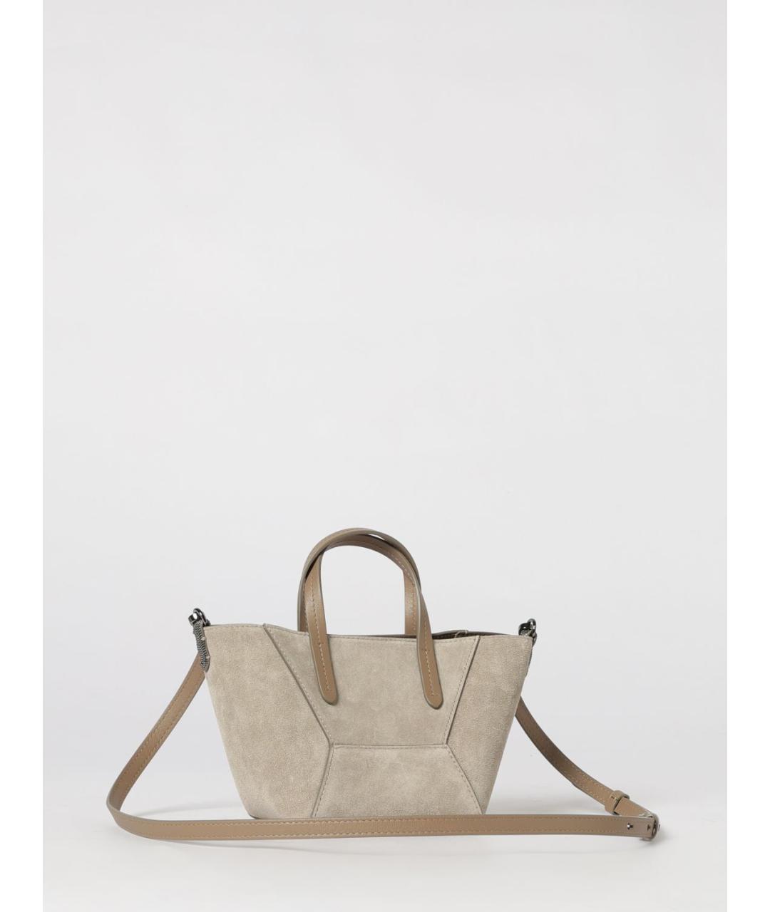 BRUNELLO CUCINELLI Бежевая замшевая сумка тоут, фото 3