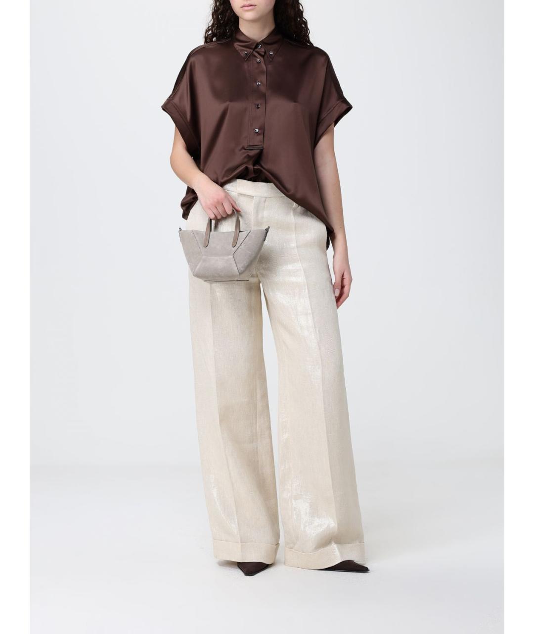 BRUNELLO CUCINELLI Бежевая замшевая сумка тоут, фото 2