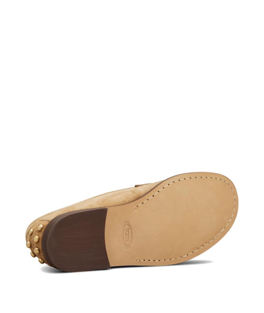 TOD'S Бежевые замшевые лоферы, фото 4