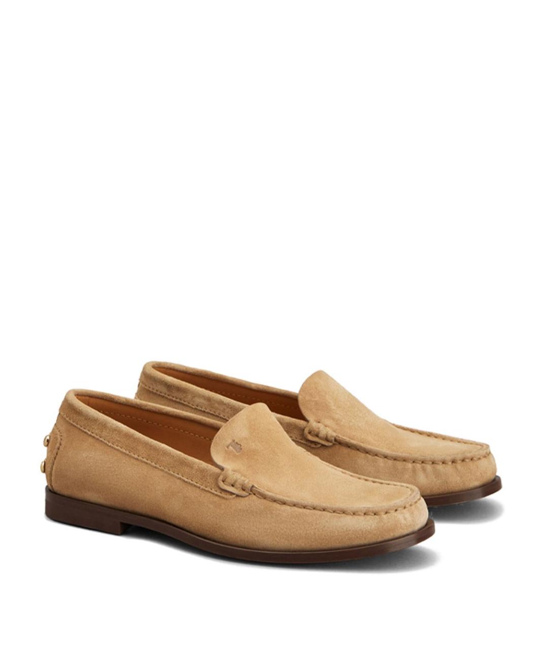 TOD'S Бежевые замшевые лоферы, фото 2