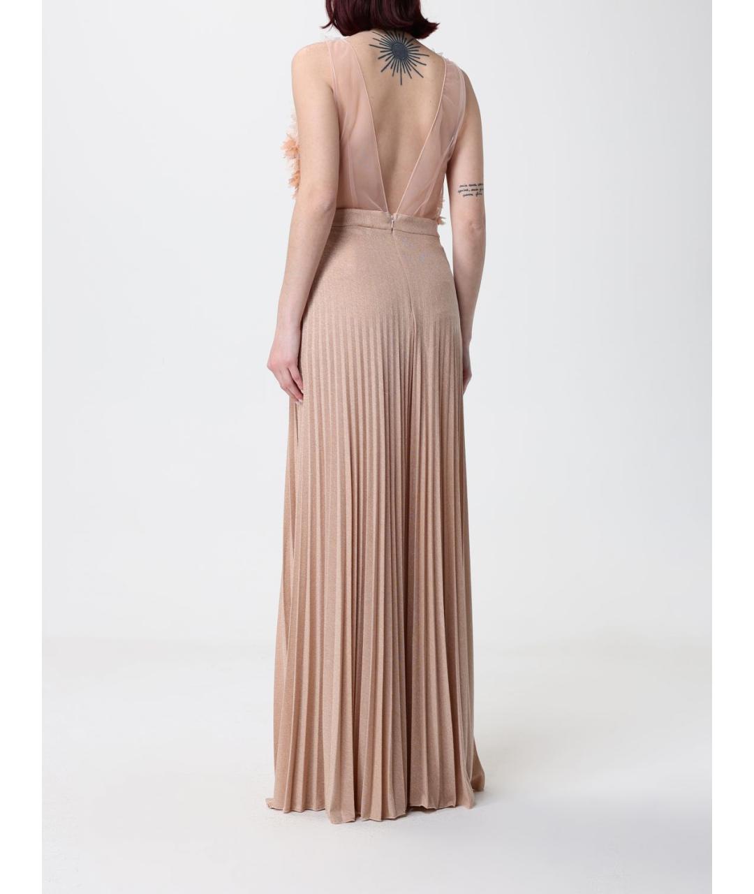 ELISABETTA FRANCHI Бежевое вискозное платье, фото 2