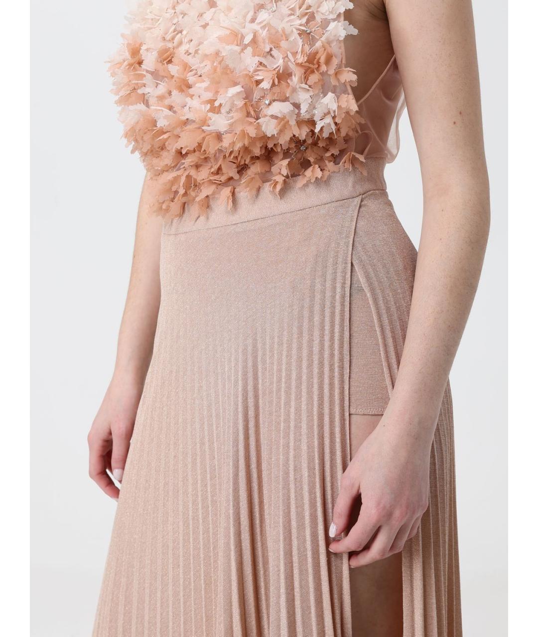 ELISABETTA FRANCHI Бежевое вискозное платье, фото 3