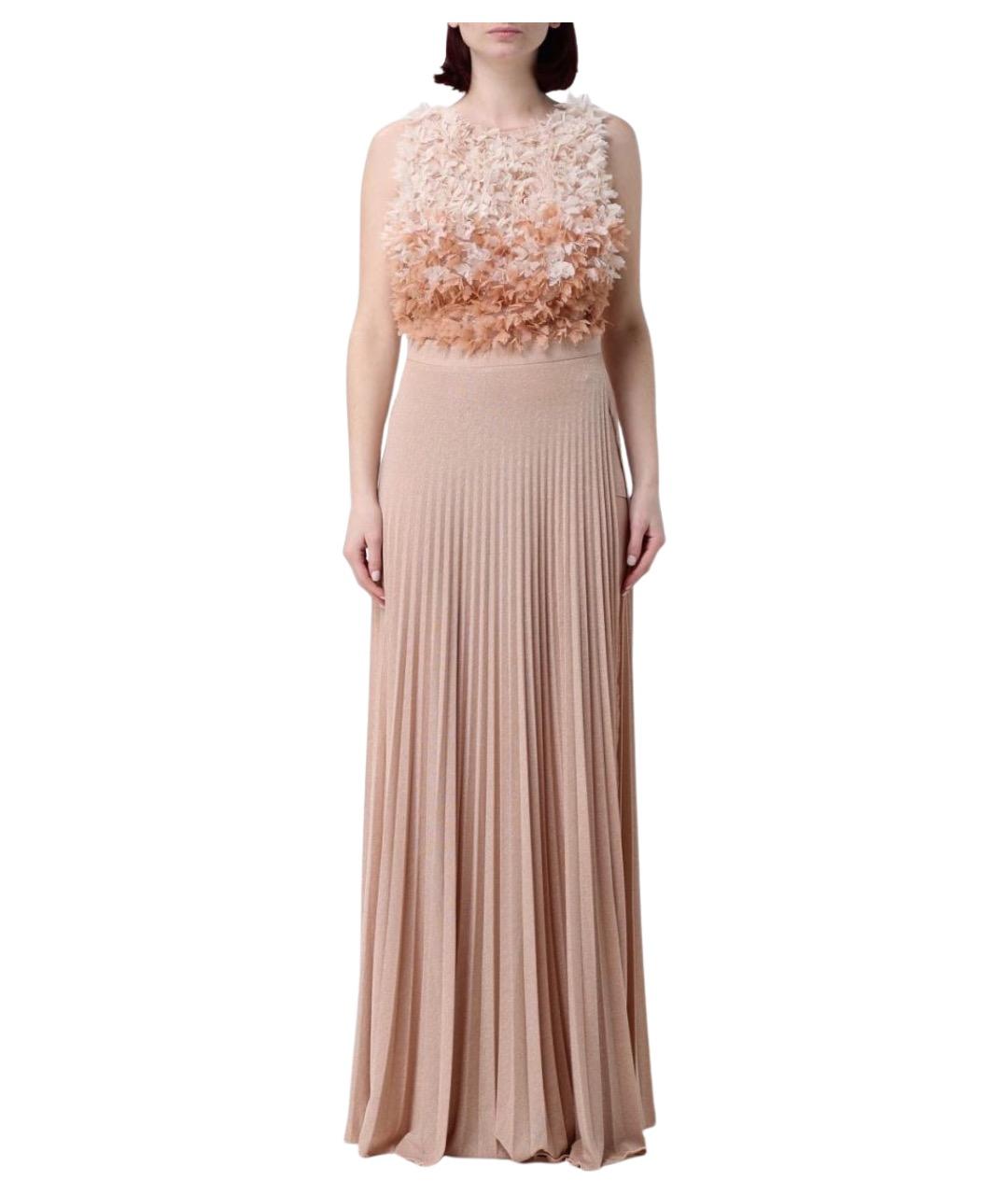 ELISABETTA FRANCHI Бежевое вискозное платье, фото 1