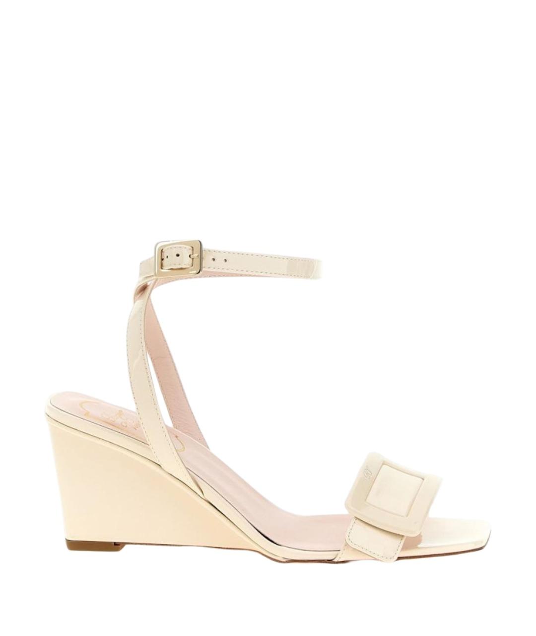 ROGER VIVIER Белые кожаные босоножки, фото 1