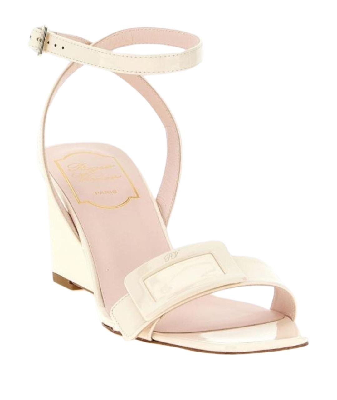 ROGER VIVIER Белые кожаные босоножки, фото 2