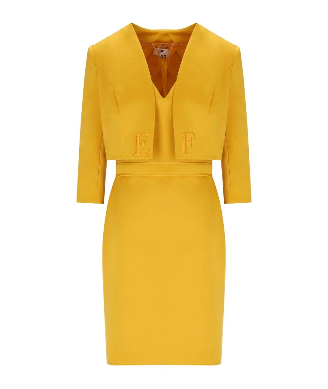 ELISABETTA FRANCHI Желтый полиэстеровый костюм с юбками, фото 1