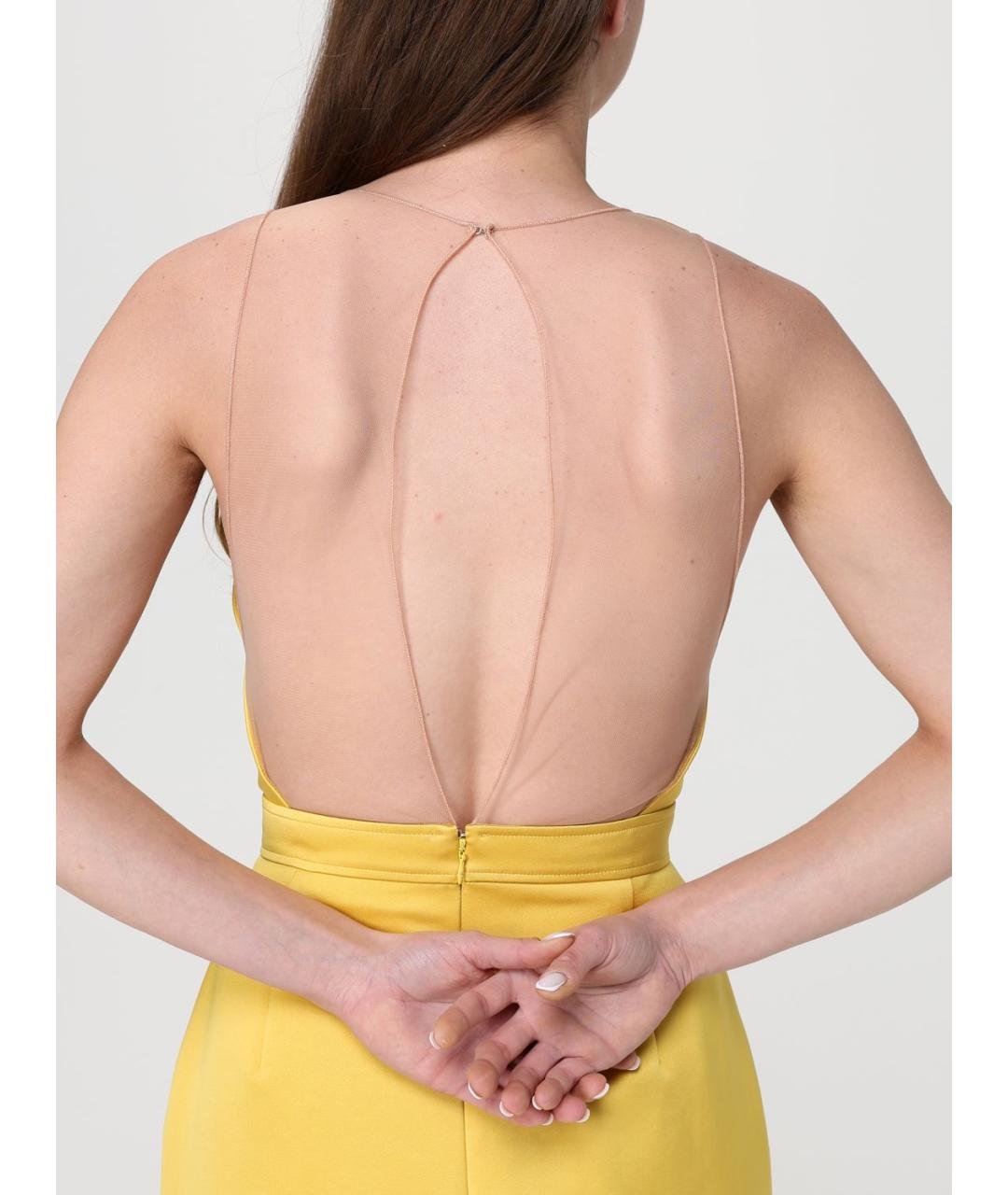 ELISABETTA FRANCHI Желтый полиэстеровый костюм с юбками, фото 4