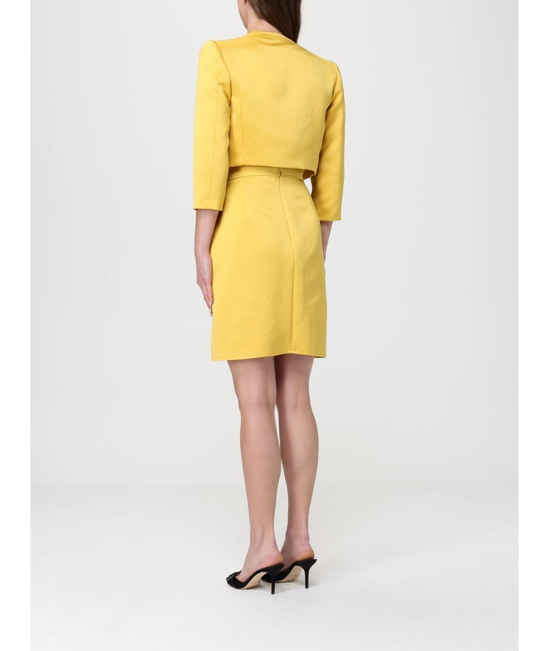 ELISABETTA FRANCHI Желтый полиэстеровый костюм с юбками, фото 3