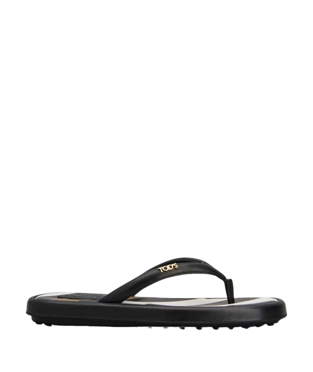 TOD'S Черные резиновые шлепанцы, фото 1