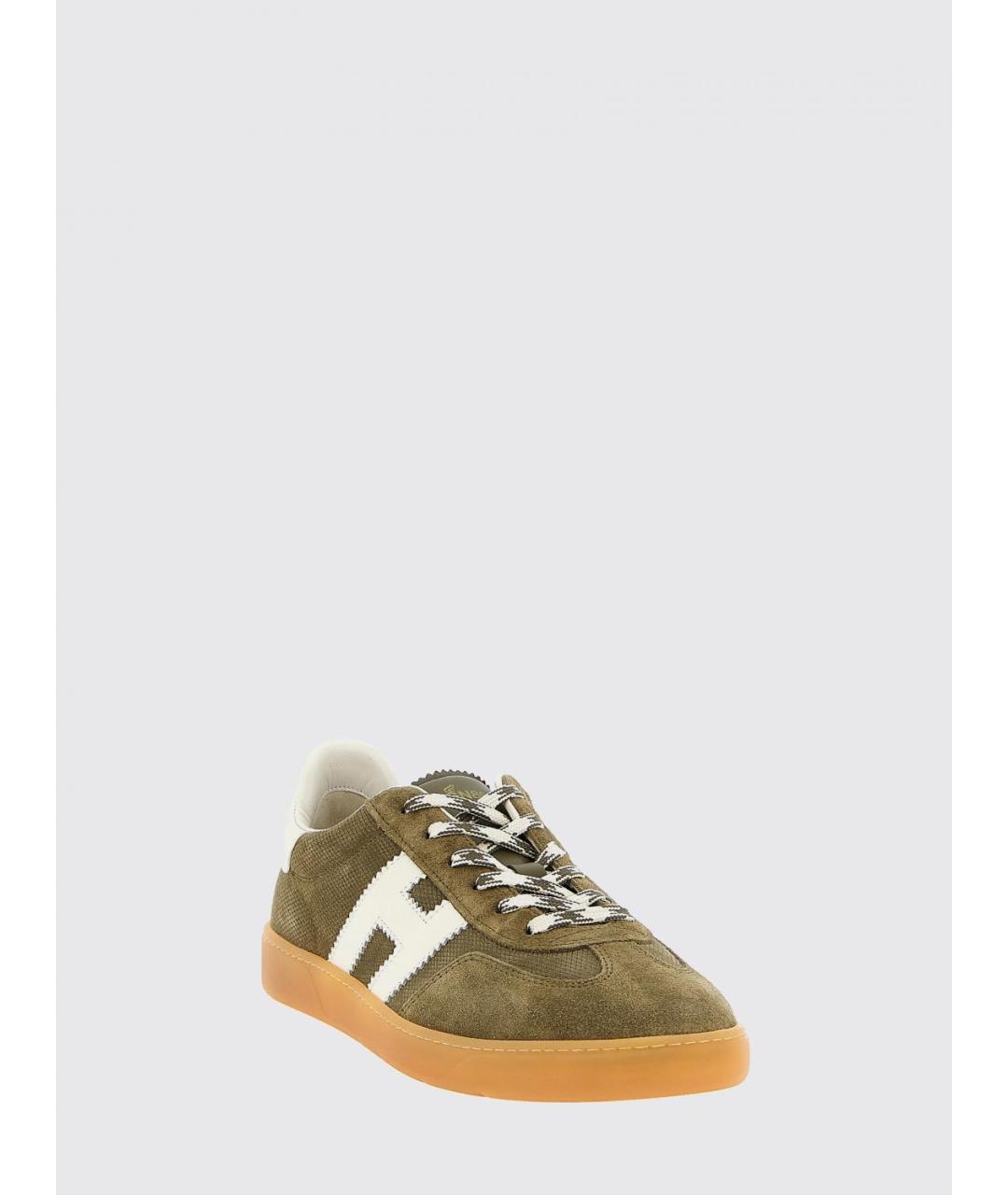 HOGAN Зеленые замшевые низкие кроссовки / кеды, фото 2