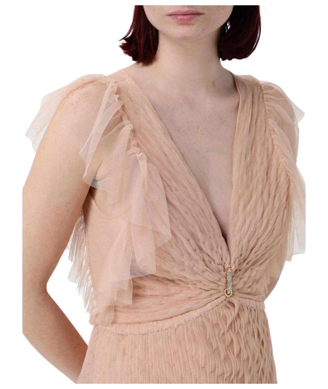 ELISABETTA FRANCHI Бежевое коктейльное платье, фото 3