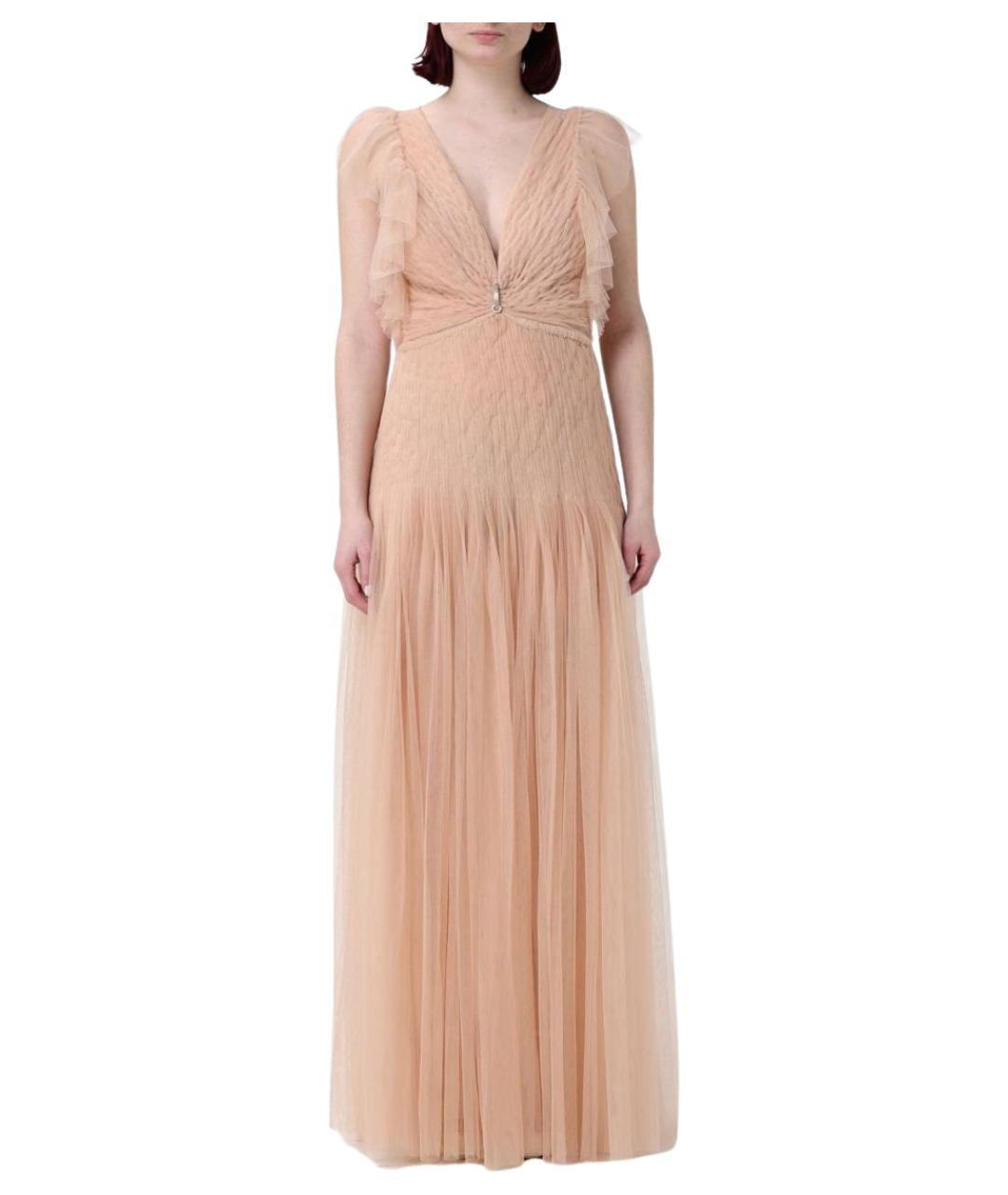 ELISABETTA FRANCHI Бежевое коктейльное платье, фото 1