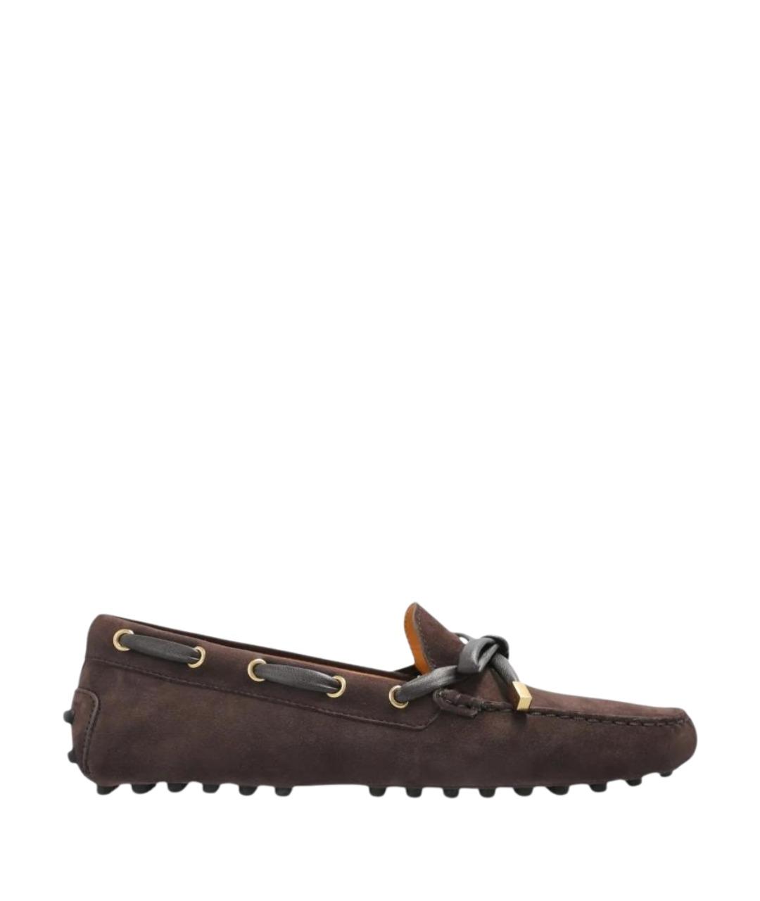 TOD'S Коричневые замшевые мокасины, фото 1