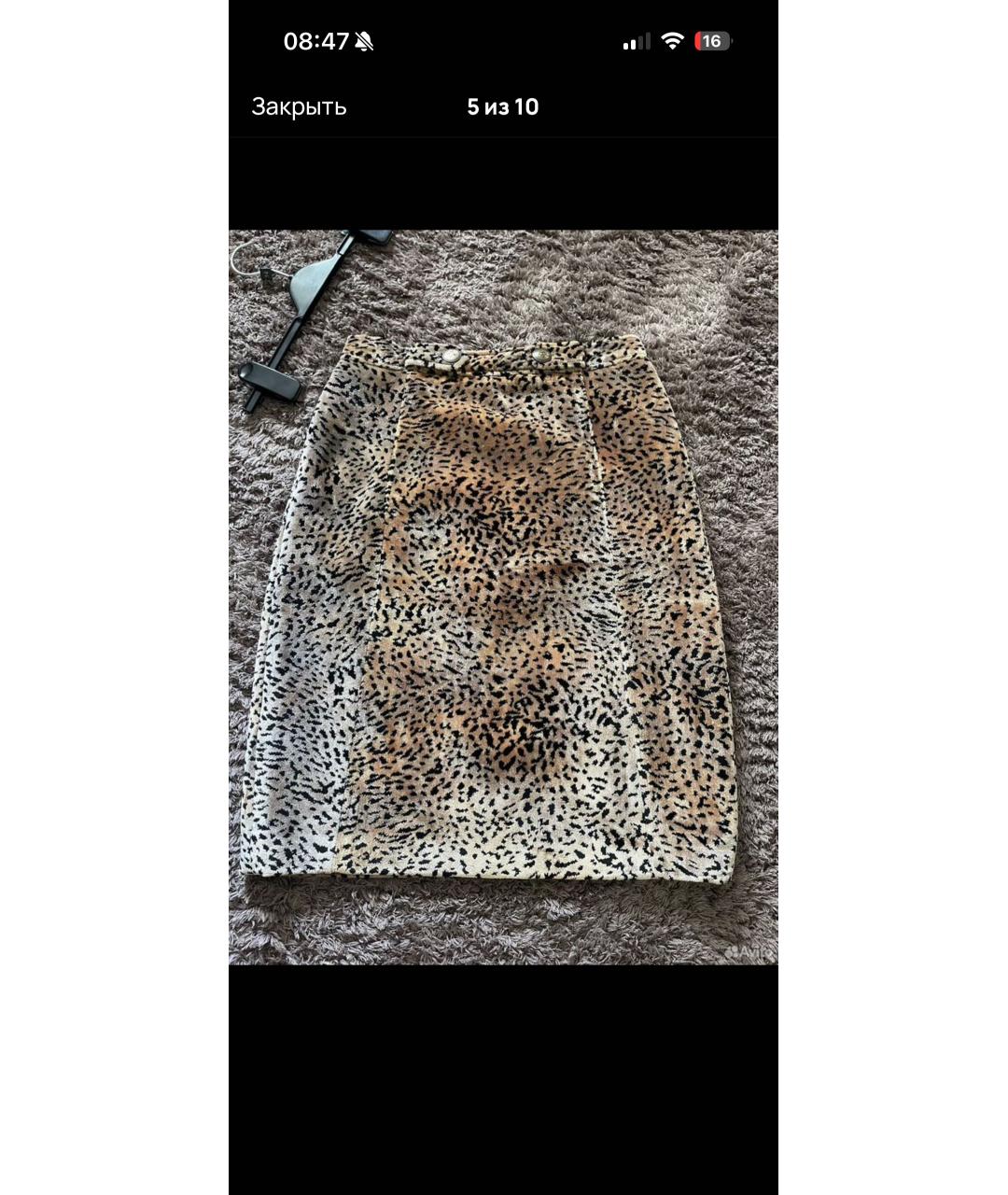 ETRO Коричневая бархатная юбка миди, фото 4