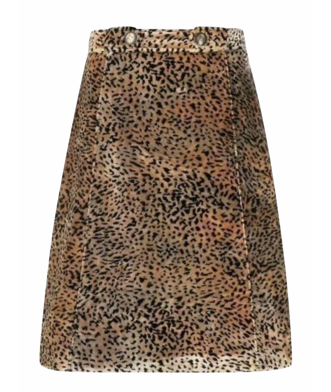 ETRO Коричневая бархатная юбка миди, фото 6