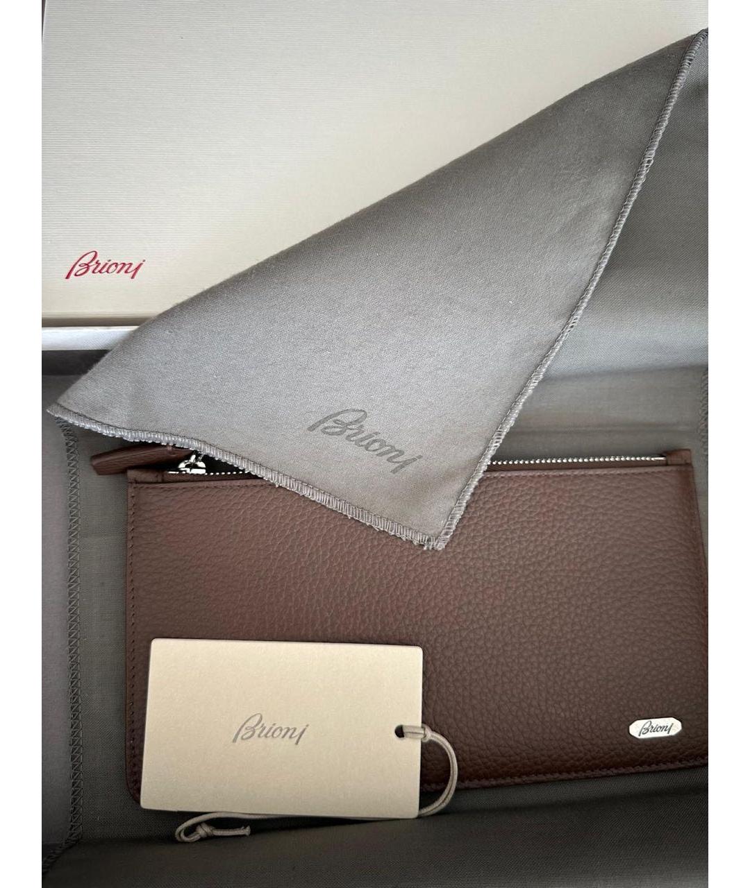 BRIONI Коричневый кожаный кошелек, фото 6