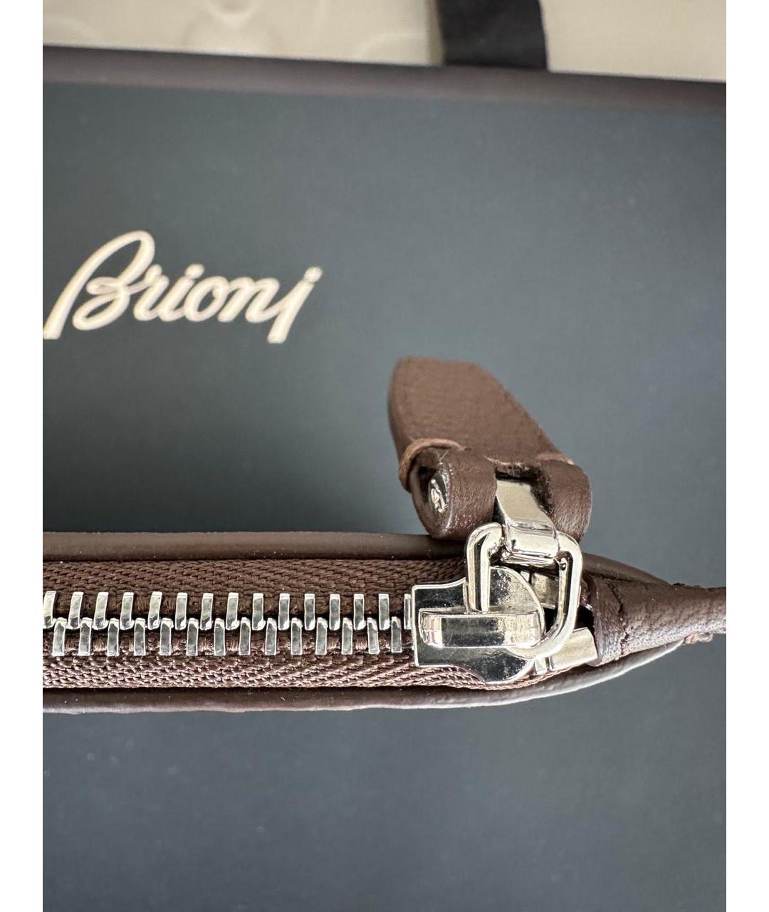 BRIONI Коричневый кожаный кошелек, фото 4