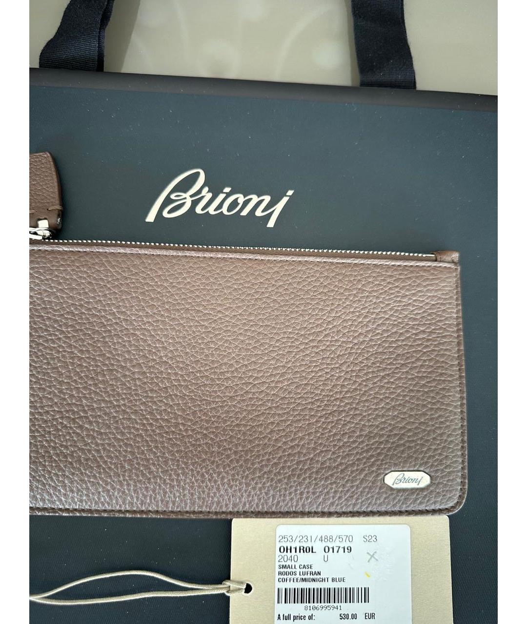 BRIONI Коричневый кожаный кошелек, фото 8