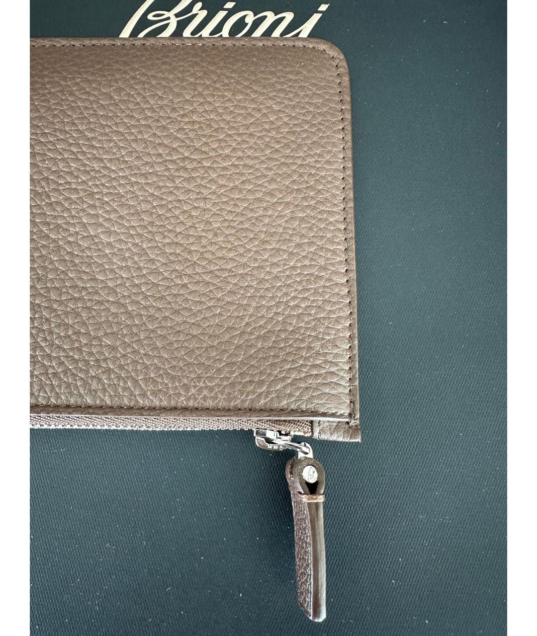 BRIONI Коричневый кожаный кошелек, фото 5