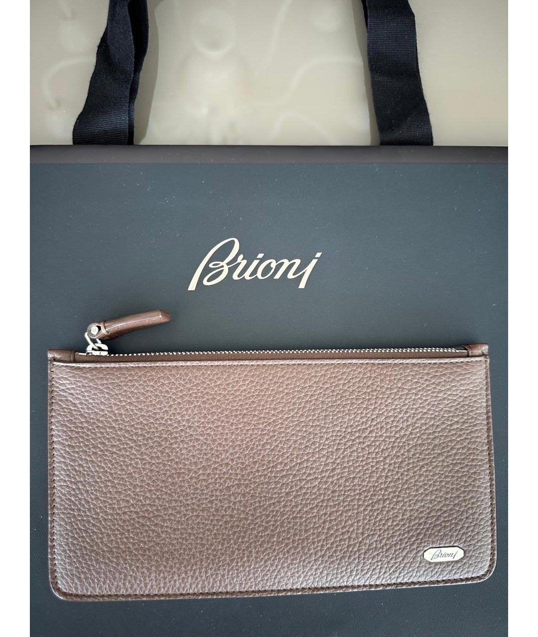 BRIONI Коричневый кожаный кошелек, фото 9