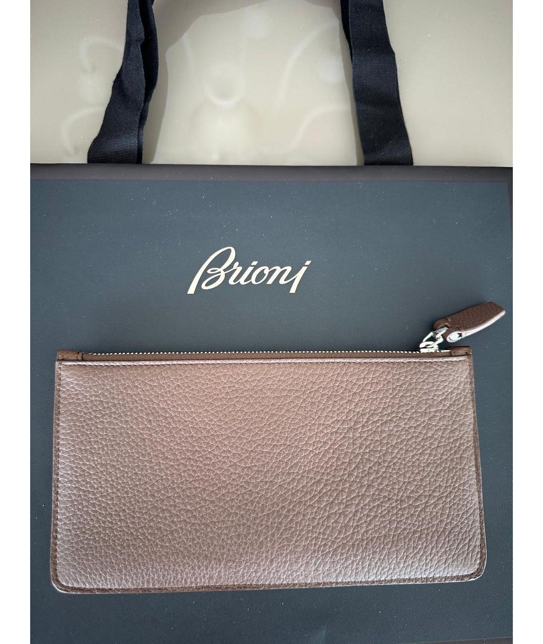 BRIONI Коричневый кожаный кошелек, фото 2