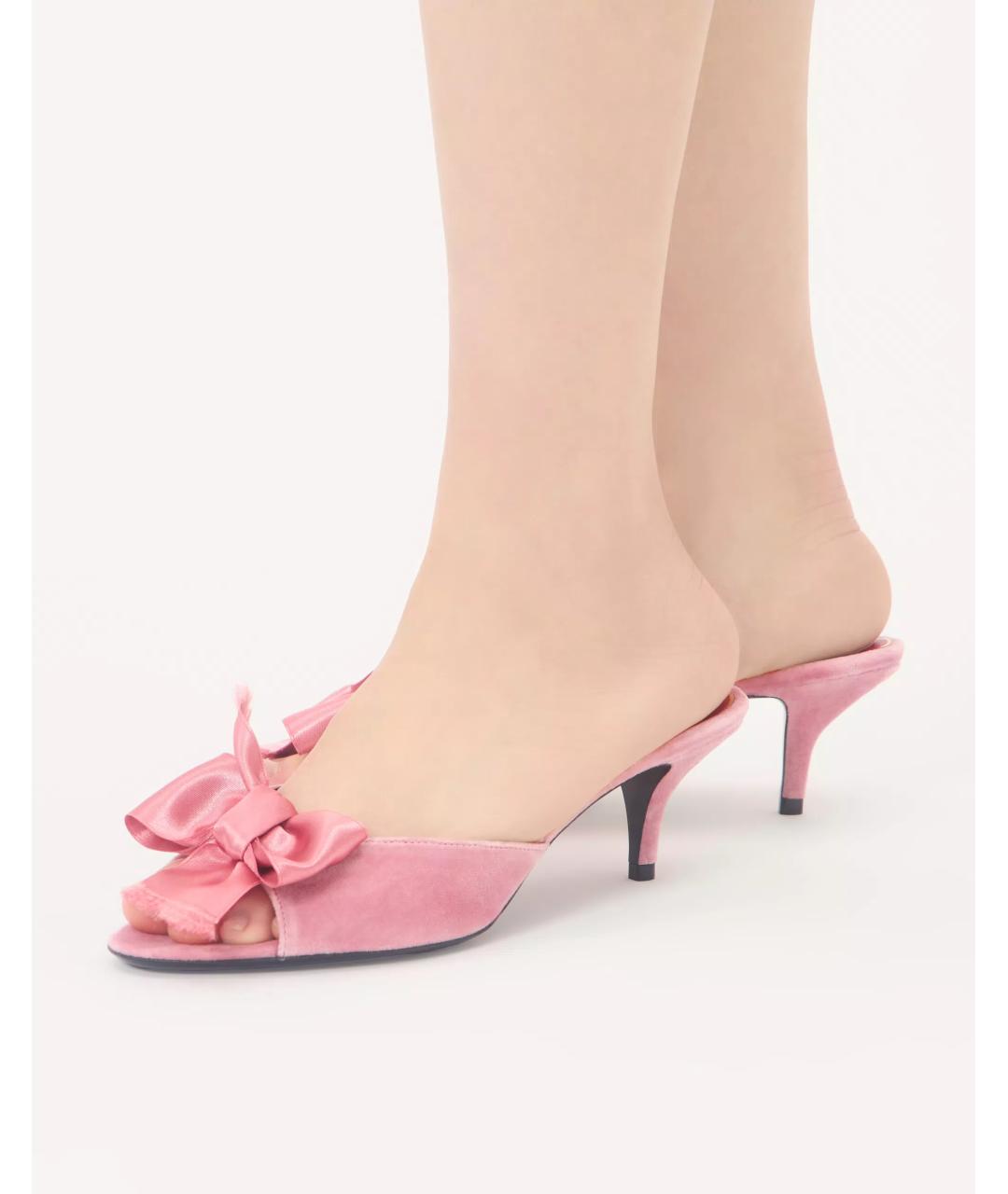 VALENTINO Розовые текстильные мюли, фото 2