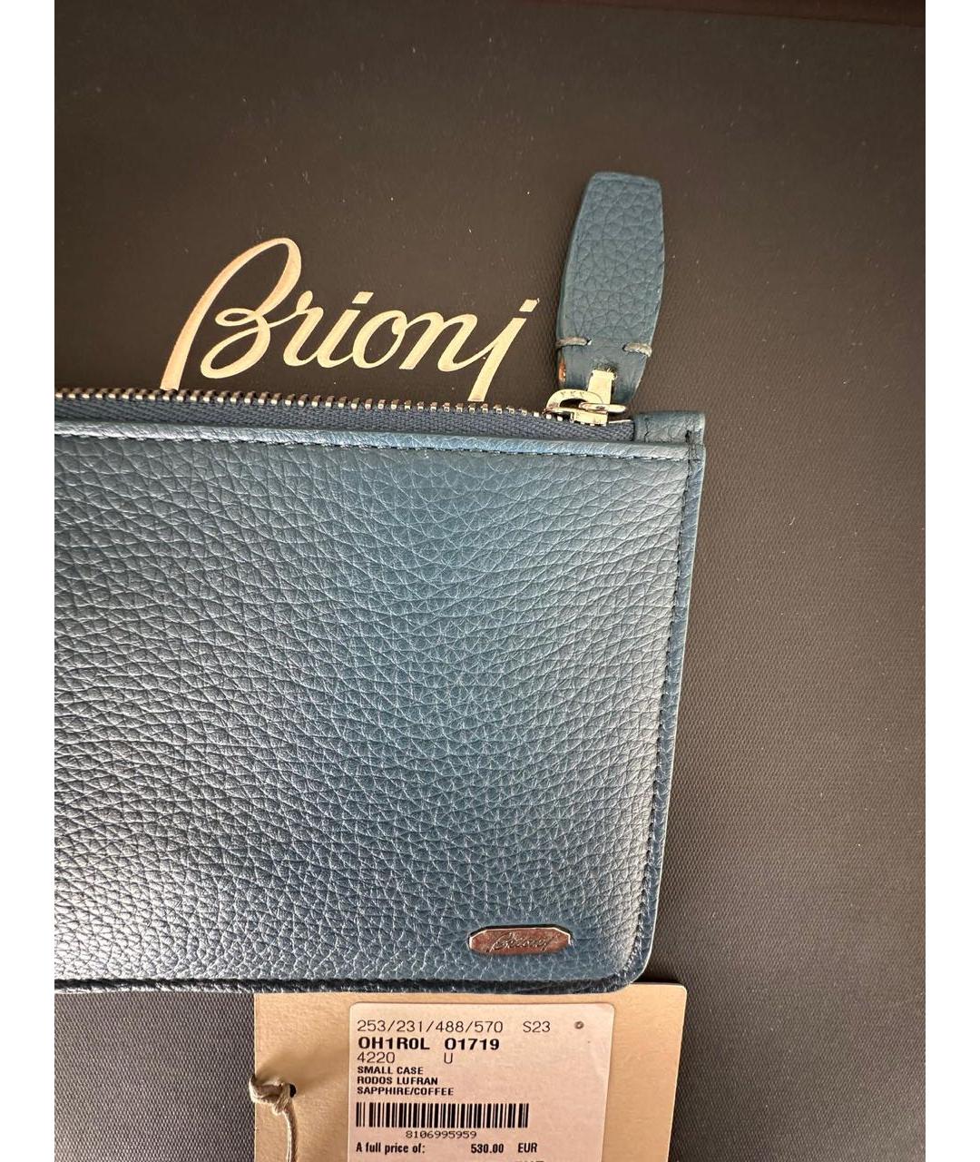 BRIONI Синий кожаный кошелек, фото 4