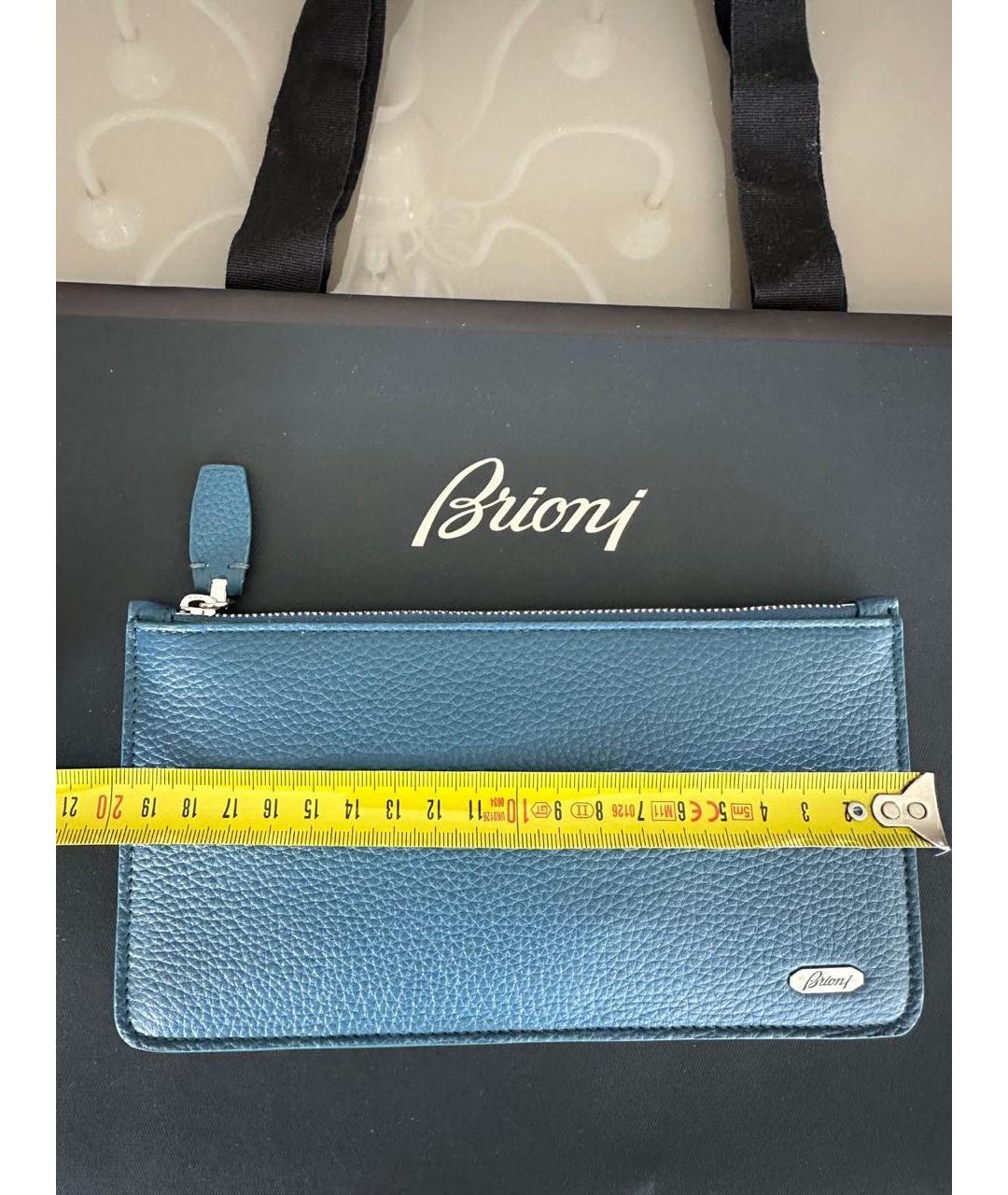 BRIONI Синий кожаный кошелек, фото 7