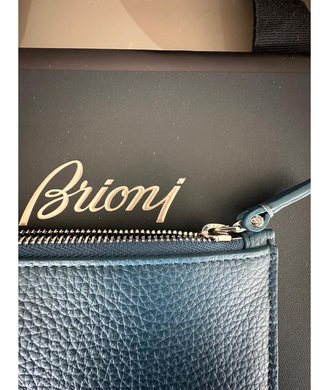 BRIONI Синий кожаный кошелек, фото 3