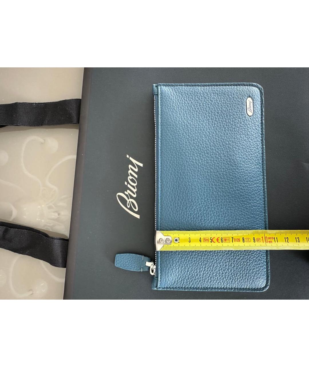 BRIONI Синий кожаный кошелек, фото 8