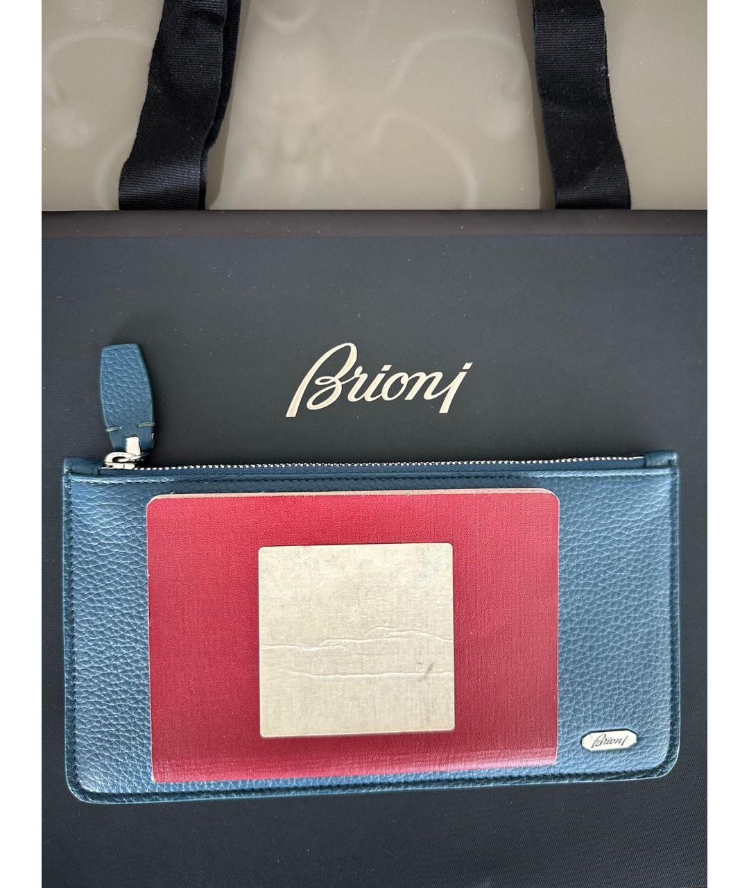 BRIONI Синий кожаный кошелек, фото 6