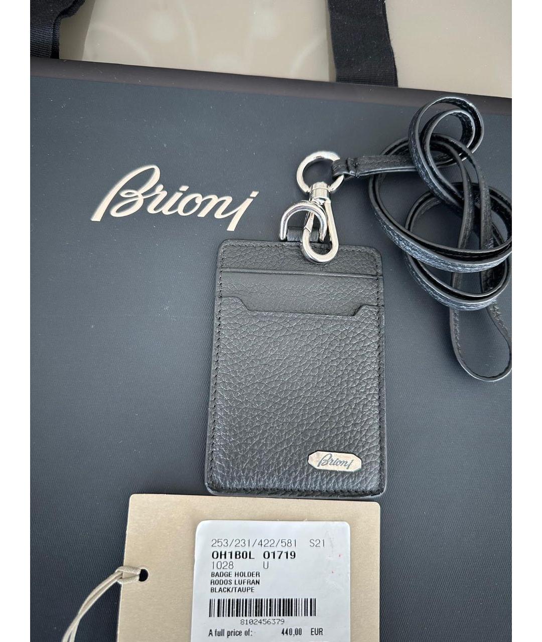 BRIONI Черный кожаный кардхолдер, фото 5