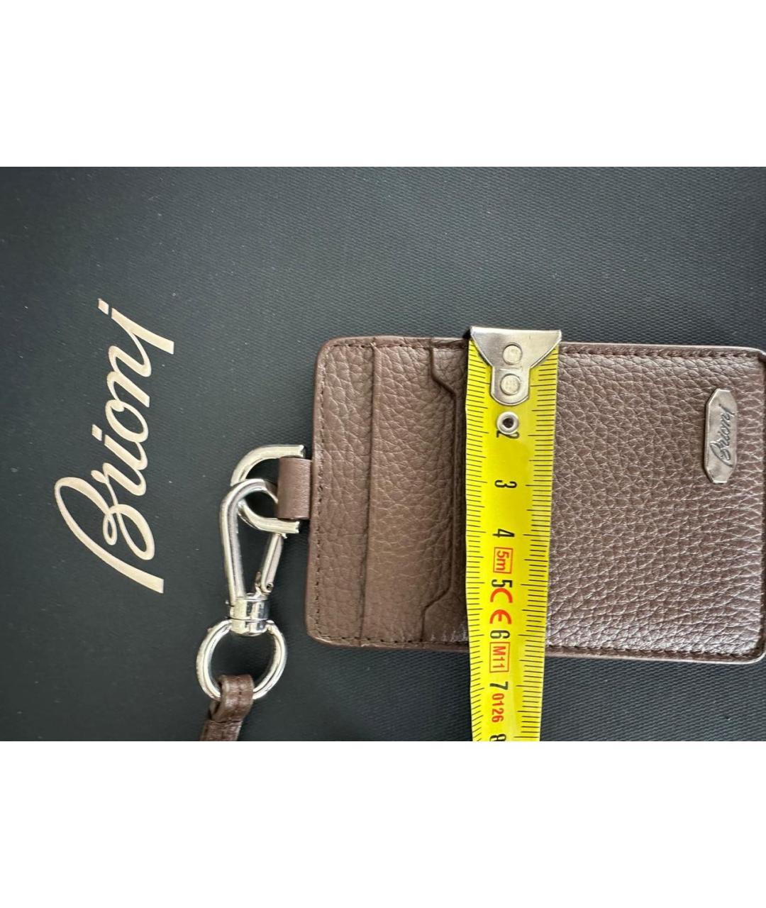 BRIONI Коричневый кожаный кардхолдер, фото 5