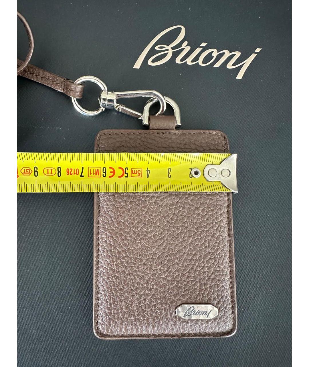BRIONI Коричневый кожаный кардхолдер, фото 4