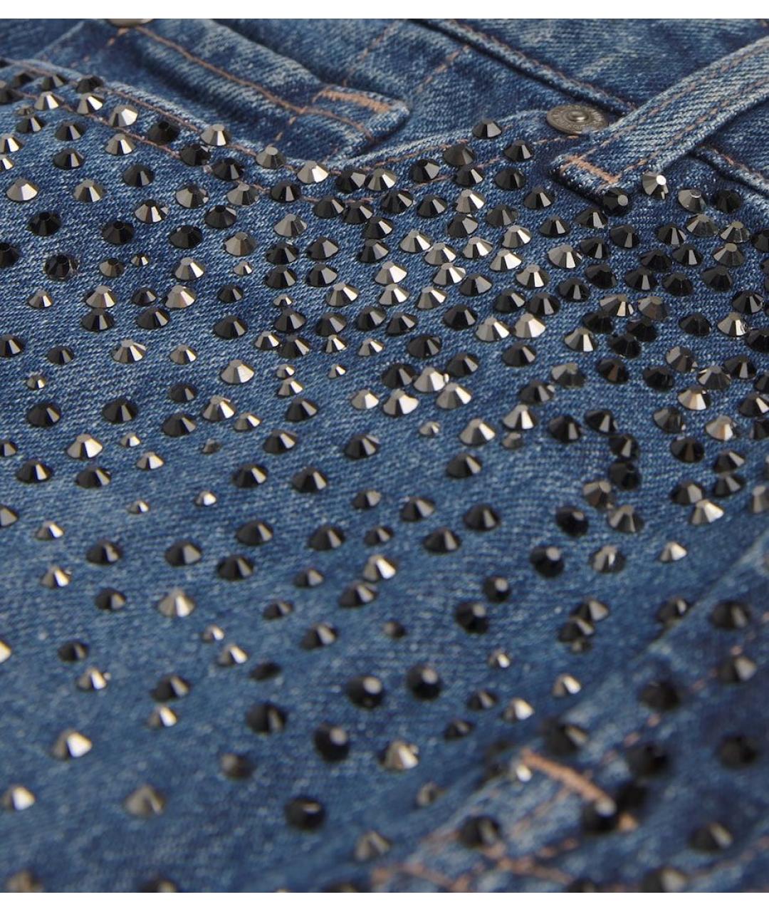 7 FOR ALL MANKIND Синяя деним юбка мини, фото 4