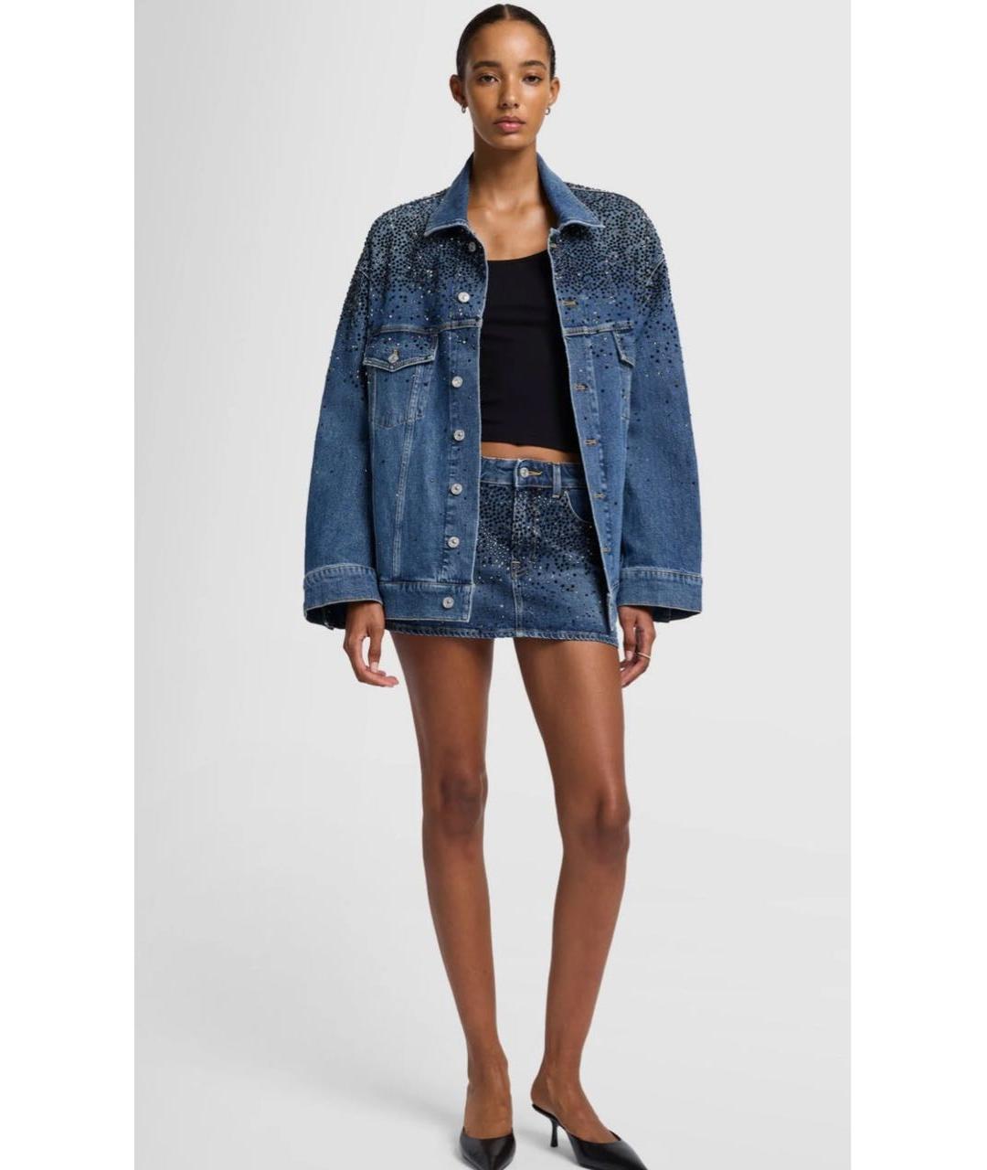 7 FOR ALL MANKIND Синяя деним юбка мини, фото 5