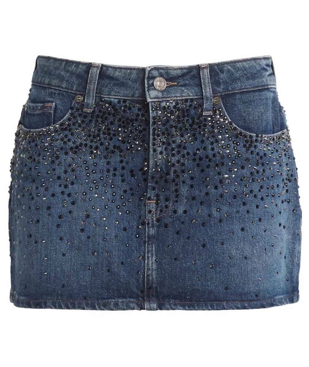 7 FOR ALL MANKIND Синяя деним юбка мини, фото 1