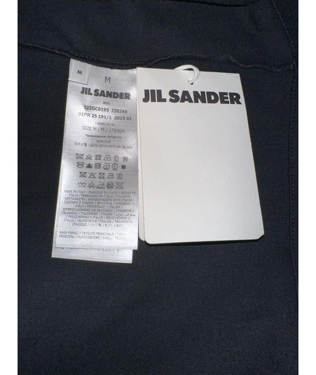 JIL SANDER Черная хлопковая футболка, фото 3