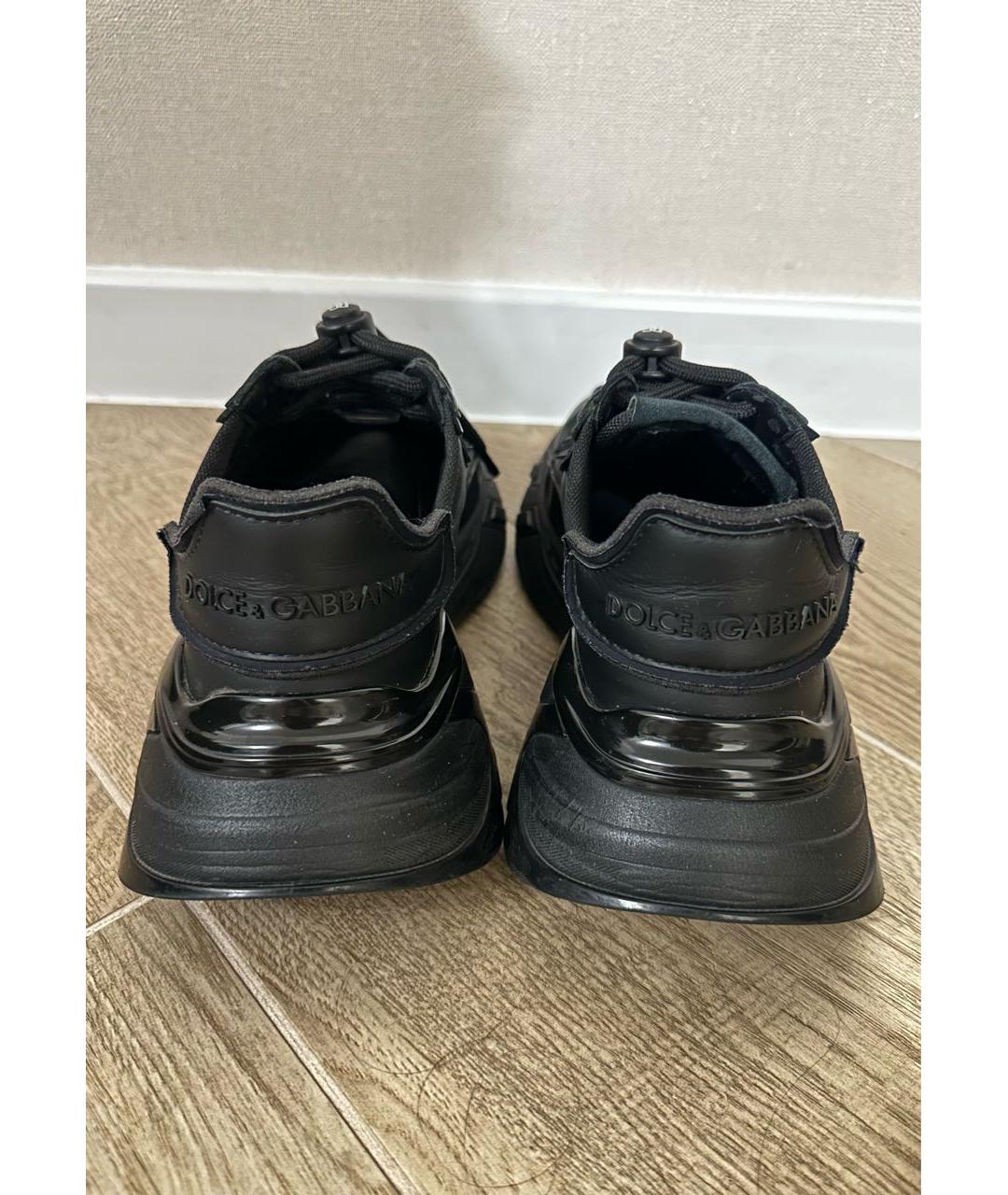 DOLCE&GABBANA Черные кожаные кроссовки, фото 4