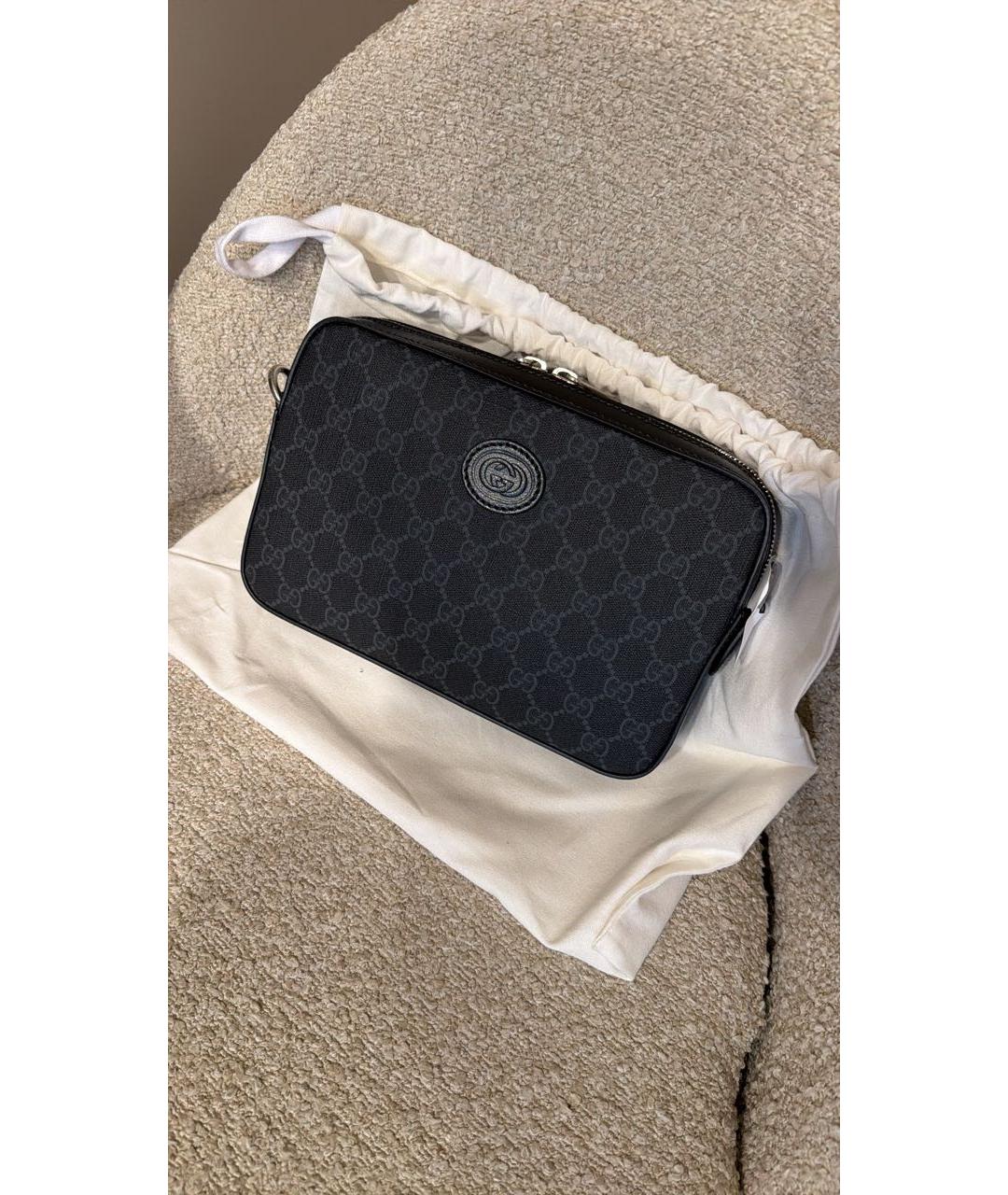 GUCCI Черная кожаная барсетка, фото 4