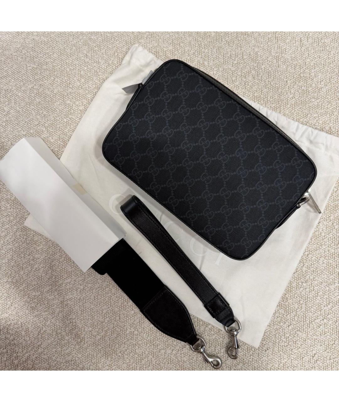 GUCCI Черная кожаная барсетка, фото 3