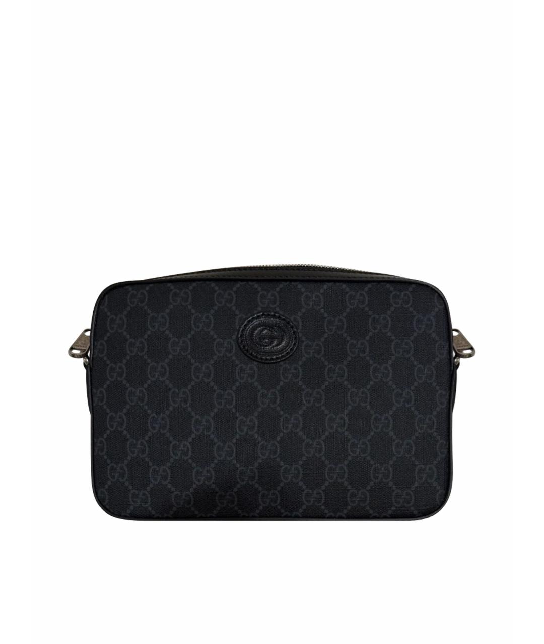 GUCCI Черная кожаная барсетка, фото 1