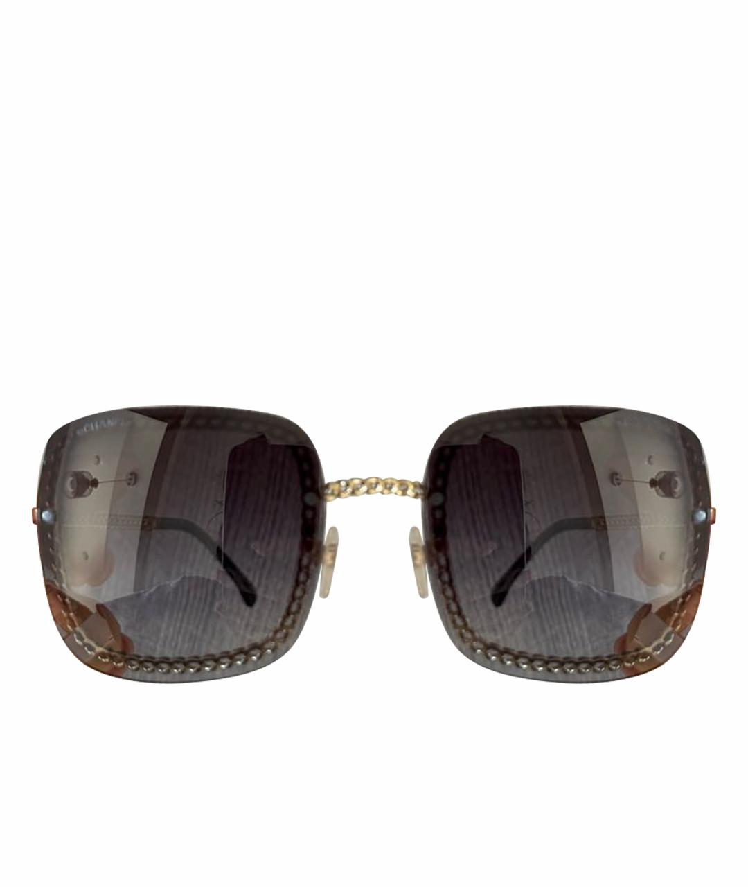 CHANEL Коричневые металлические солнцезащитные очки, фото 1