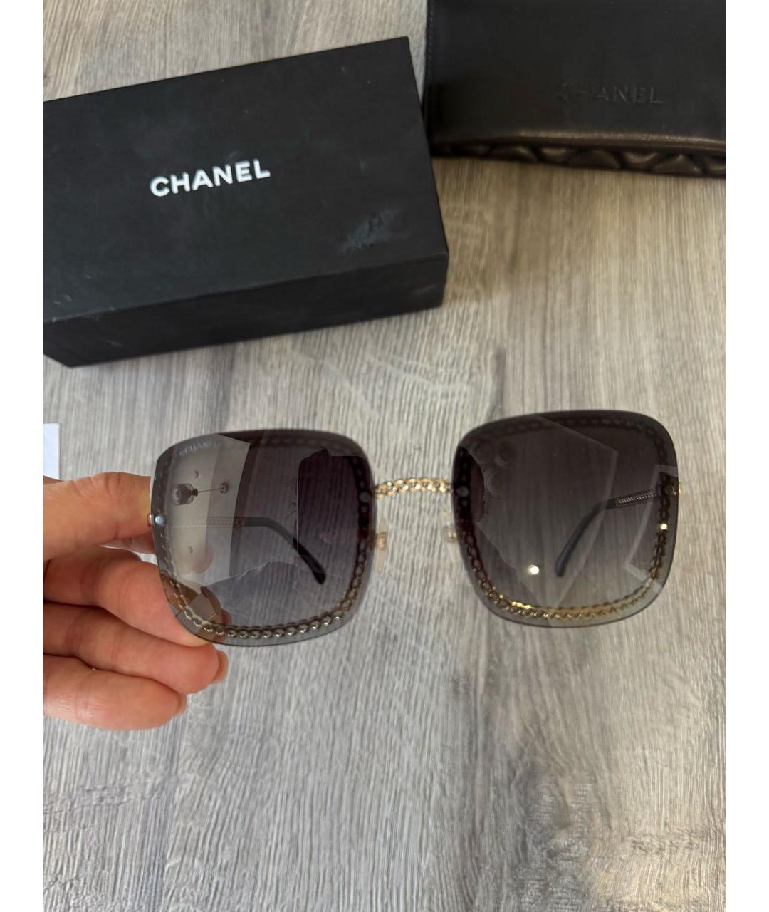 CHANEL Коричневые металлические солнцезащитные очки, фото 8