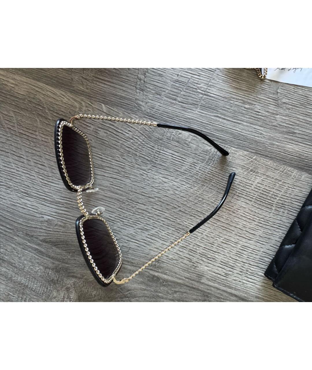 CHANEL Коричневые металлические солнцезащитные очки, фото 3