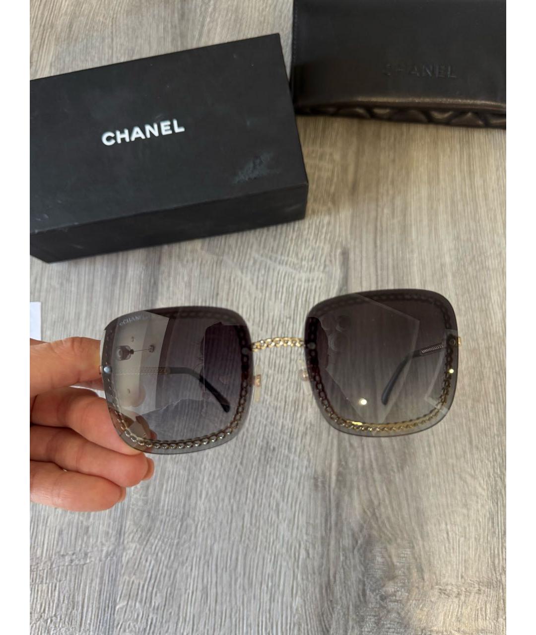 CHANEL Коричневые металлические солнцезащитные очки, фото 7