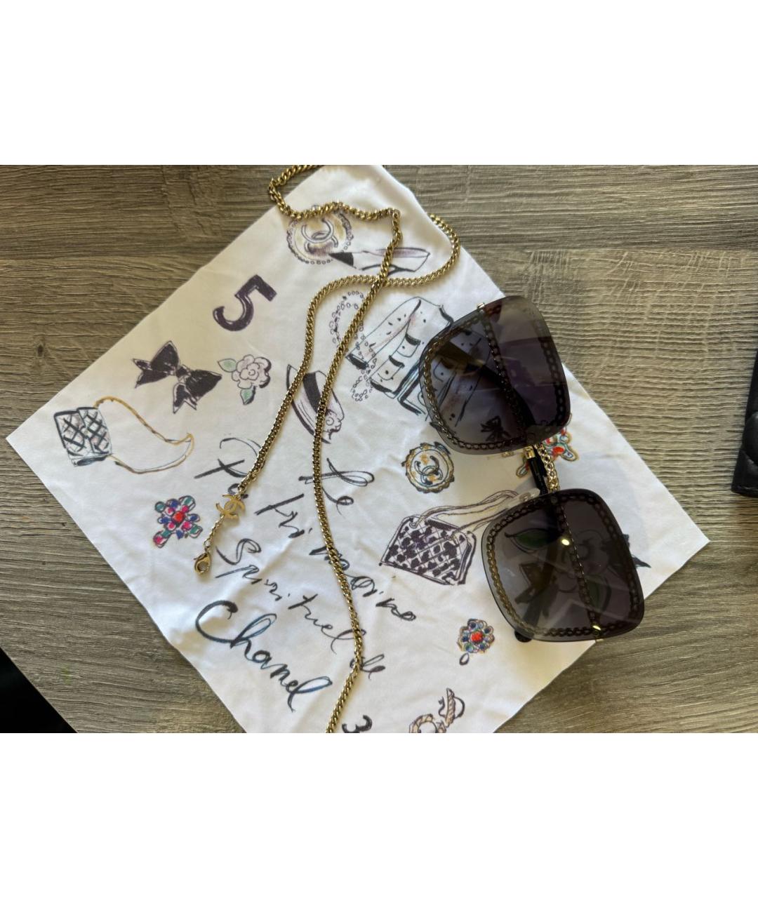 CHANEL Коричневые металлические солнцезащитные очки, фото 6