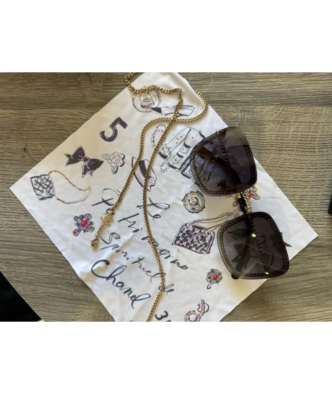 CHANEL Коричневые металлические солнцезащитные очки, фото 2